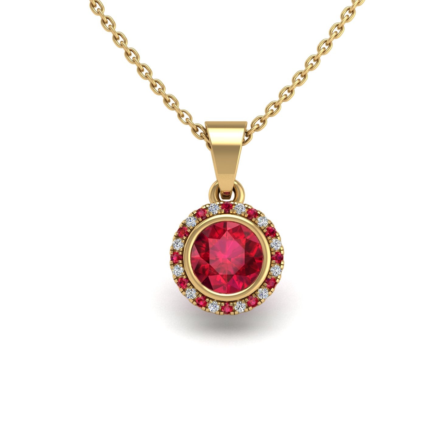 Divine Halo Pendant - Ruby Round