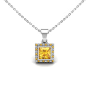 Divine Halo Pendant - Yellow Sapphire Princess