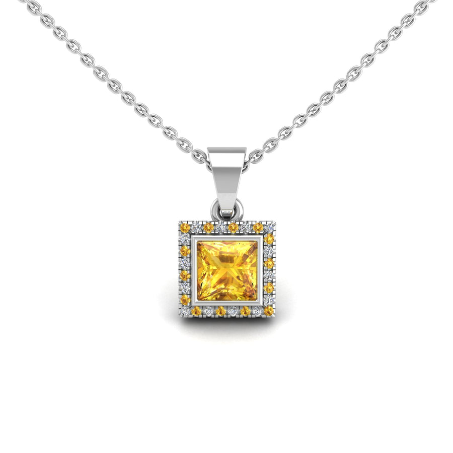 Divine Halo Pendant - Yellow Sapphire Princess
