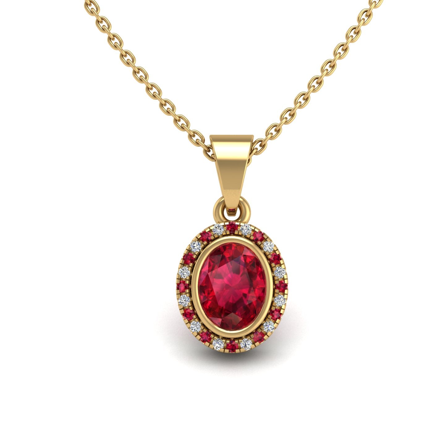 Divine Halo Pendant - Ruby Oval