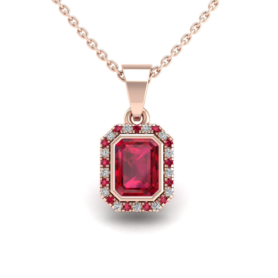 Divine Halo Pendant - Ruby Emerald