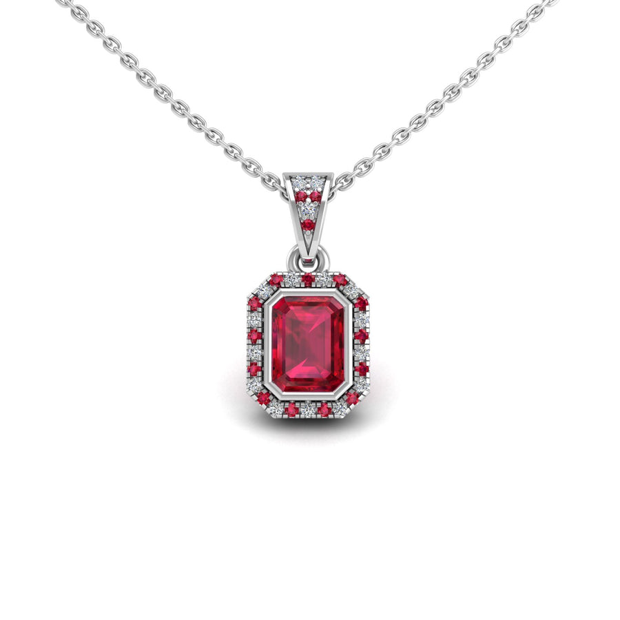 Heavenly Halo Pendant - Ruby Emerald