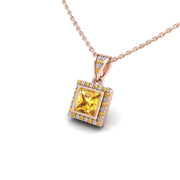 Heavenly Halo Pendant - Yellow Sapphire Princess