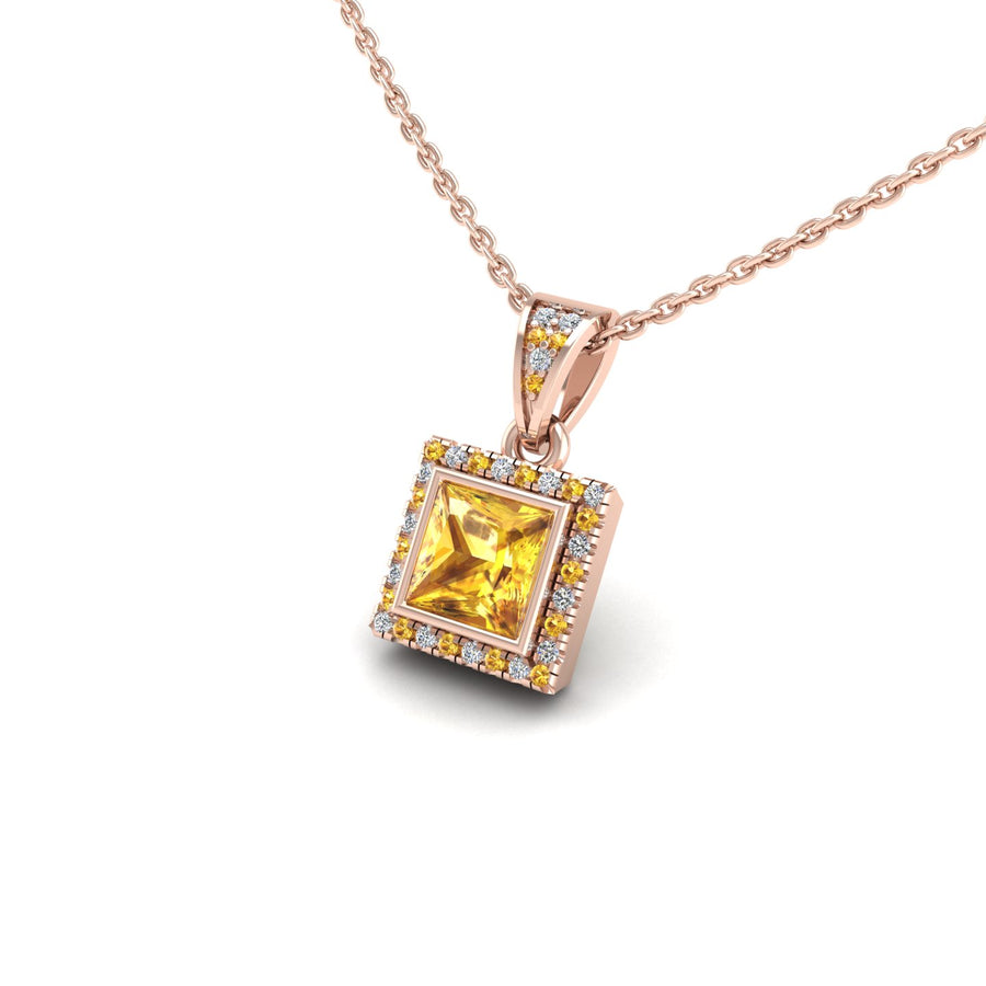 Heavenly Halo Pendant - Yellow Sapphire Princess