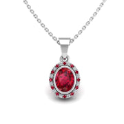 Divine Halo Pendant - Ruby Oval