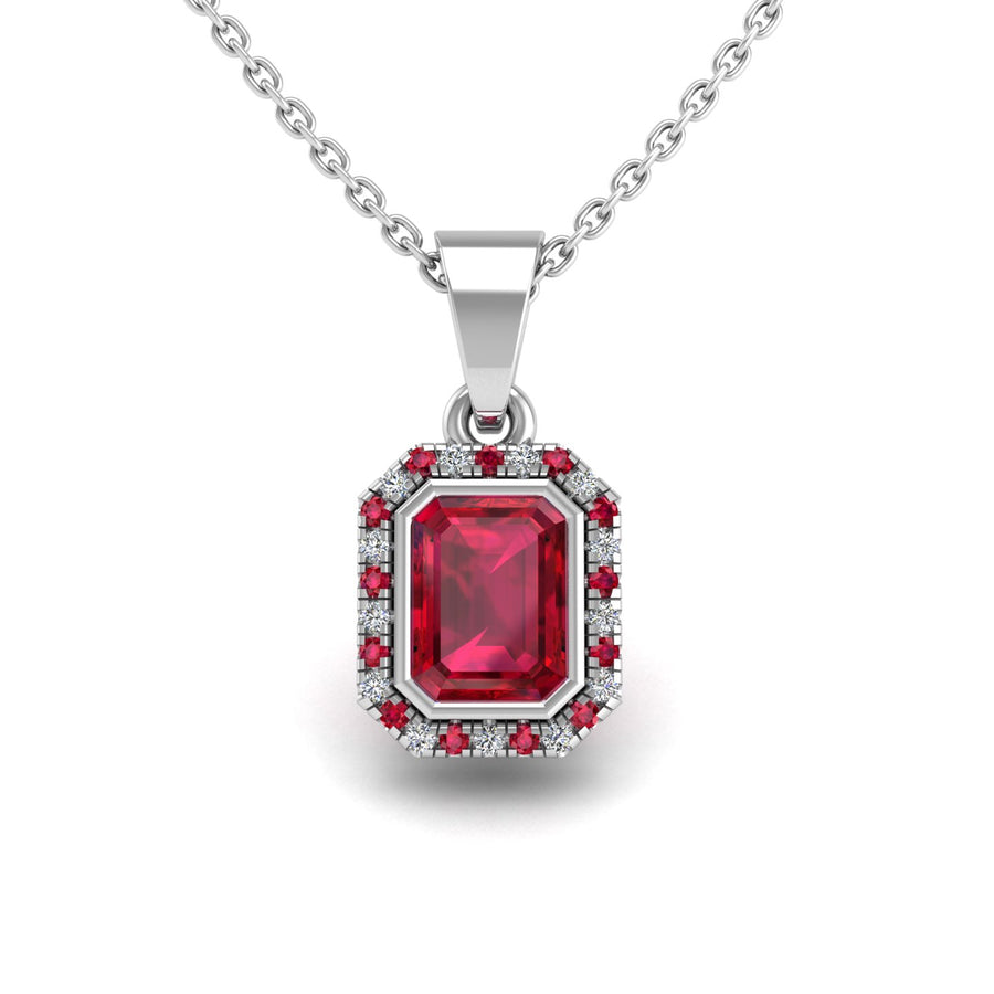 Divine Halo Pendant - Ruby Emerald