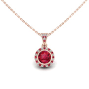 Heavenly Halo Pendant - Ruby Round