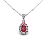 Heavenly Halo Pendant - Ruby Pear