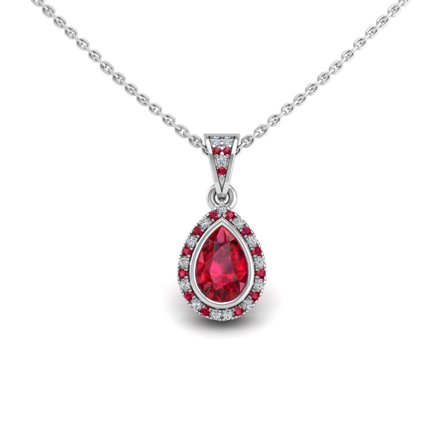 Heavenly Halo Pendant - Ruby Pear