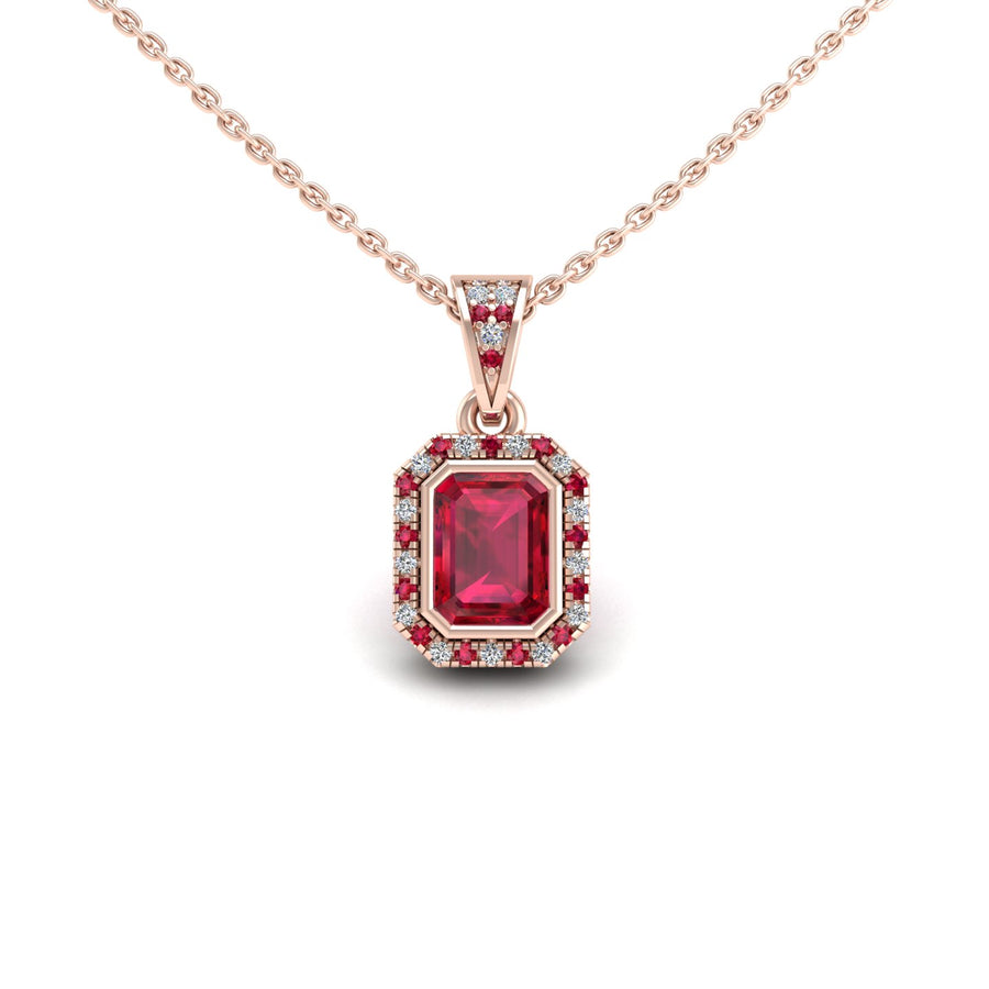 Heavenly Halo Pendant - Ruby Emerald