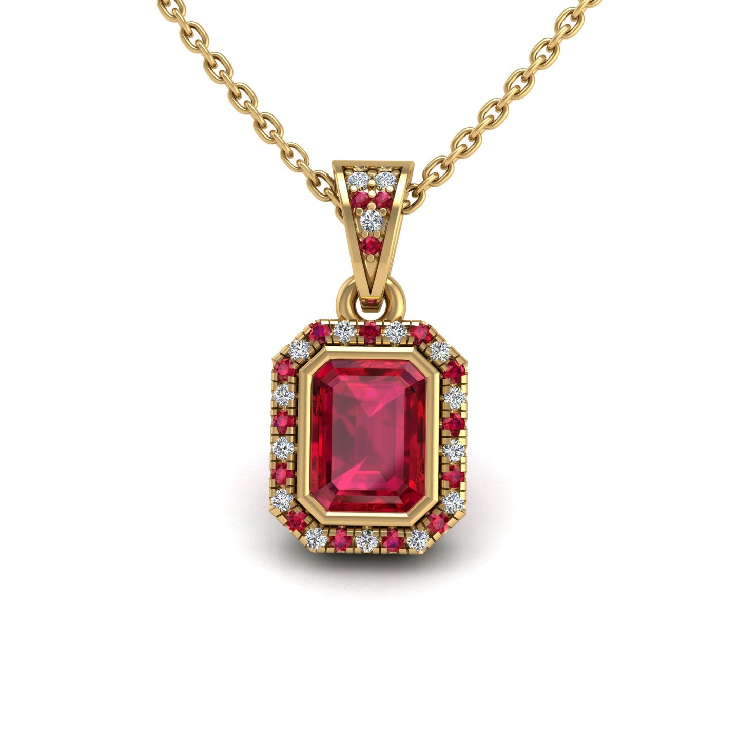 Heavenly Halo Pendant - Ruby Emerald