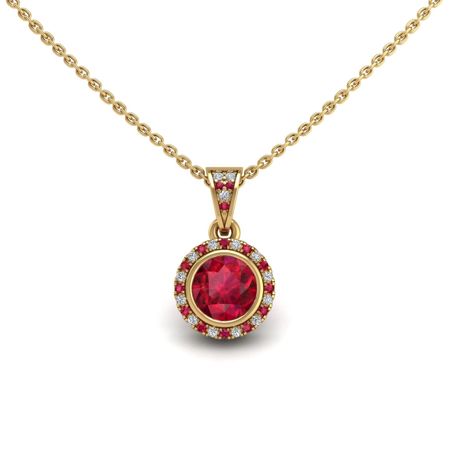 Heavenly Halo Pendant - Ruby Round