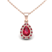 Divine Halo Pendant - Ruby Pear