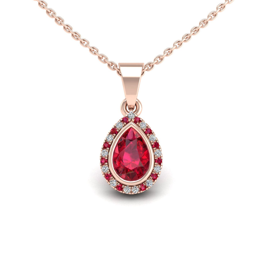 Divine Halo Pendant - Ruby Pear