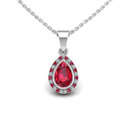 Divine Halo Pendant - Ruby Pear