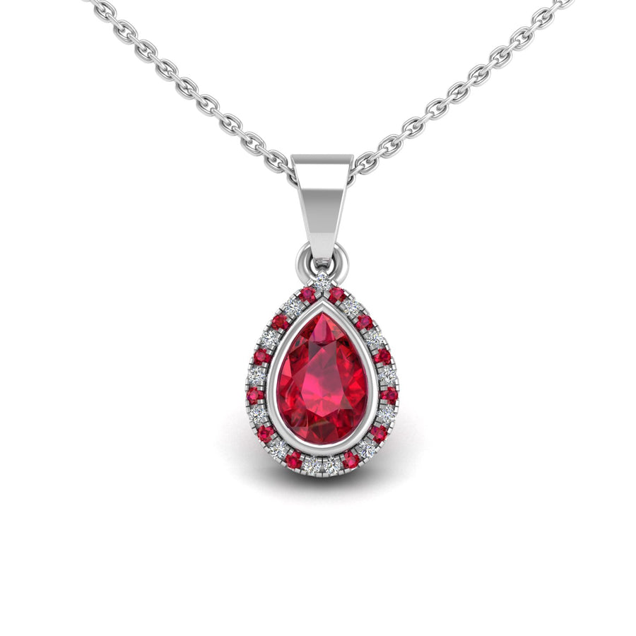Divine Halo Pendant - Ruby Pear