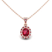 Heavenly Halo Pendant - Ruby Oval