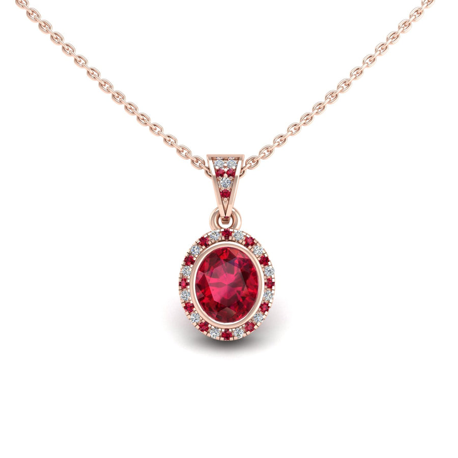 Heavenly Halo Pendant - Ruby Oval