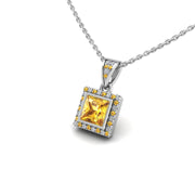 Heavenly Halo Pendant - Yellow Sapphire Princess