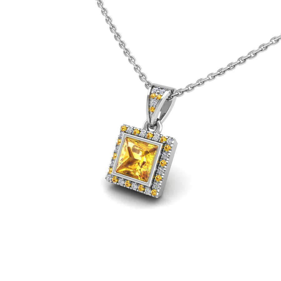 Heavenly Halo Pendant - Yellow Sapphire Princess