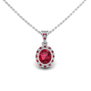 Heavenly Halo Pendant - Ruby Oval