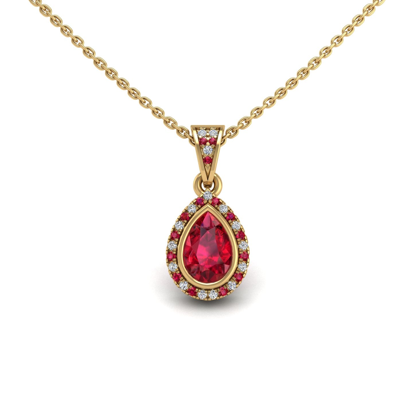 Heavenly Halo Pendant - Ruby Pear