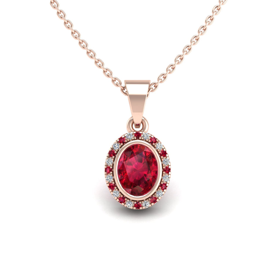 Divine Halo Pendant - Ruby Oval