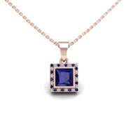 Divine Halo Pendant - Blue Sapphire Princess