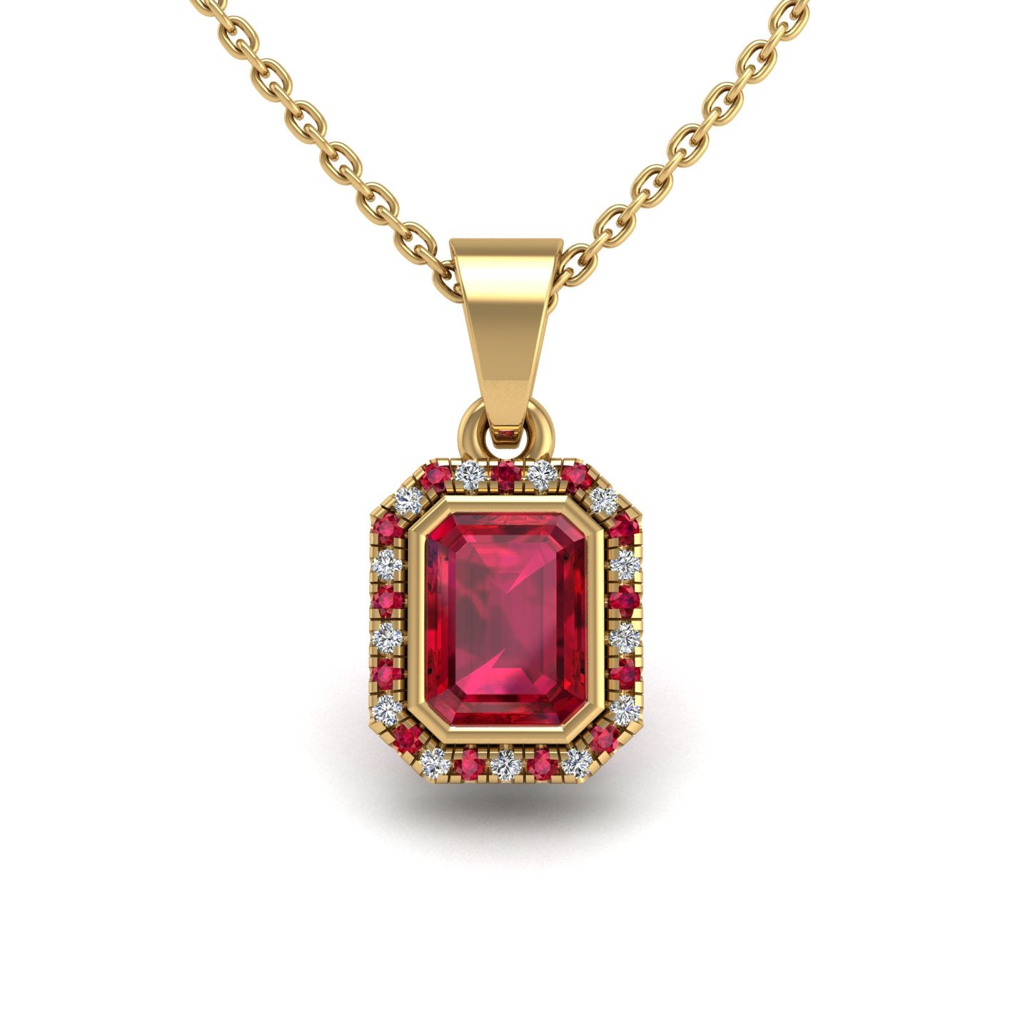 Divine Halo Pendant - Ruby Emerald