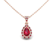 Heavenly Halo Pendant - Ruby Pear