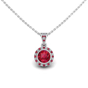 Heavenly Halo Pendant - Ruby Round
