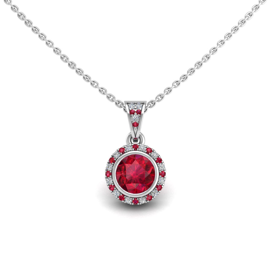 Heavenly Halo Pendant - Ruby Round