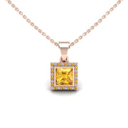 Divine Halo Pendant - Yellow Sapphire Princess