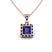 Heavenly Halo Pendant - Blue Sapphire Princess