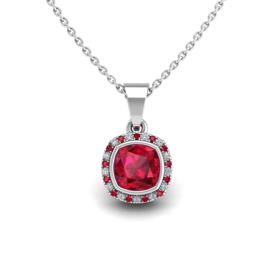 Divine Halo Pendant - Ruby Cushion