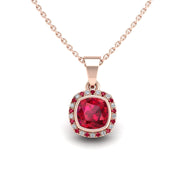 Divine Halo Pendant - Ruby Cushion