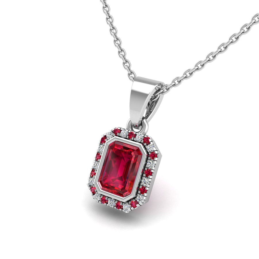 Divine Halo Pendant - Ruby Emerald