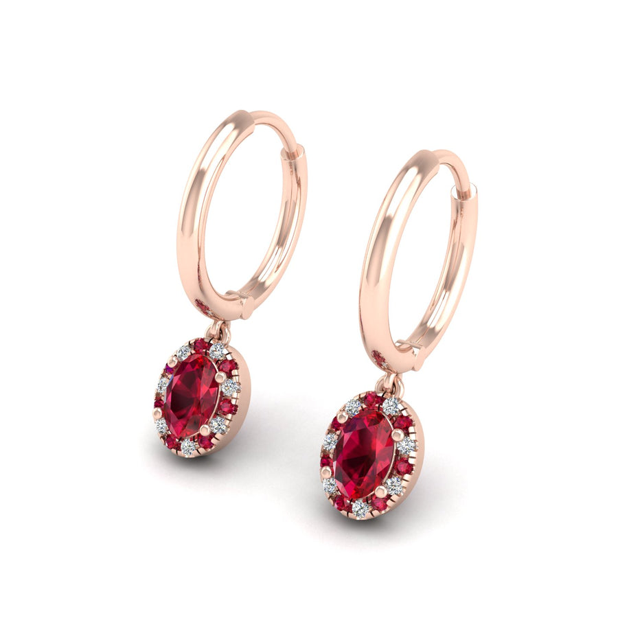 Mystic Hoop Earrings - Halo - Ruby Oval