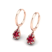 Mystic Hoop Earrings - Halo - Ruby Pear