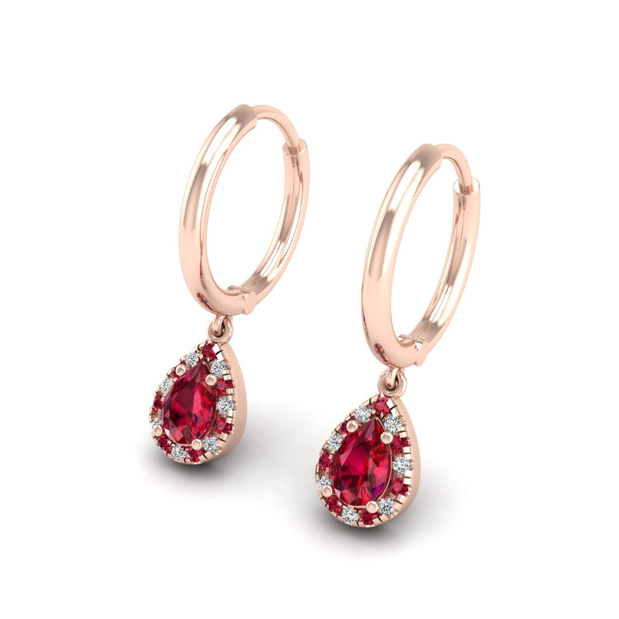 Mystic Hoop Earrings - Halo - Ruby Pear