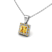 Divine Halo Pendant - Yellow Sapphire Princess