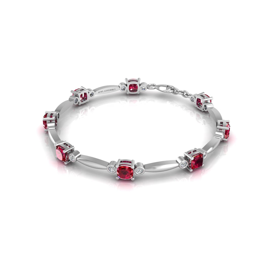Stardust Designer Bracelet - Ruby Cushion
