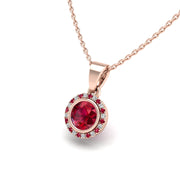Divine Halo Pendant - Ruby Round