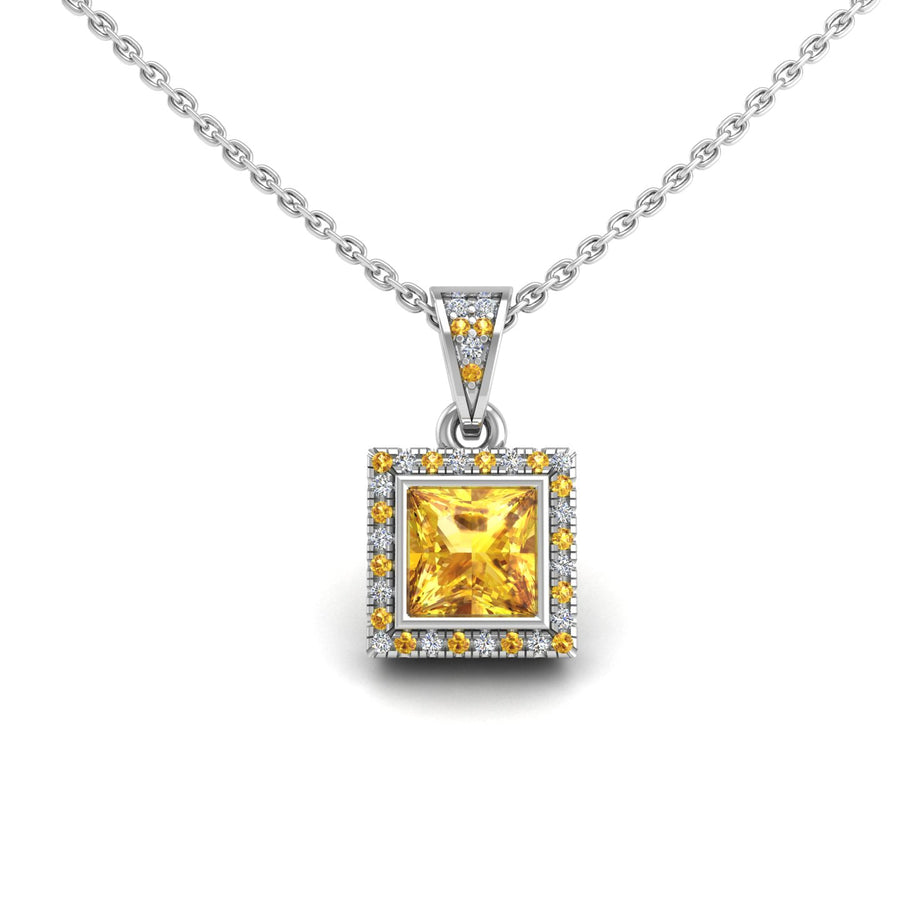 Heavenly Halo Pendant - Yellow Sapphire Princess