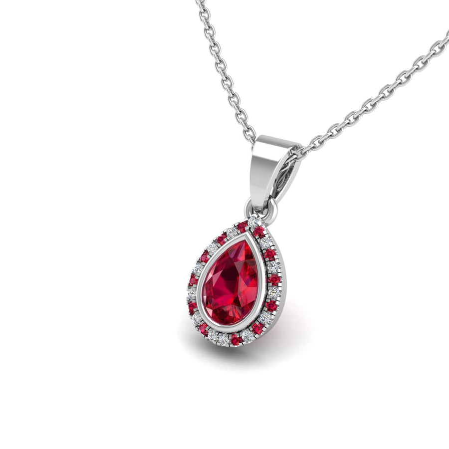 Divine Halo Pendant - Ruby Pear