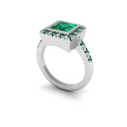 Starry Halo Ring - Emerald Princess