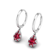 Mystic Hoop Earrings - Halo - Ruby Pear