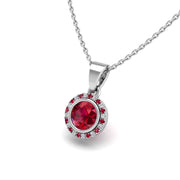 Divine Halo Pendant - Ruby Round