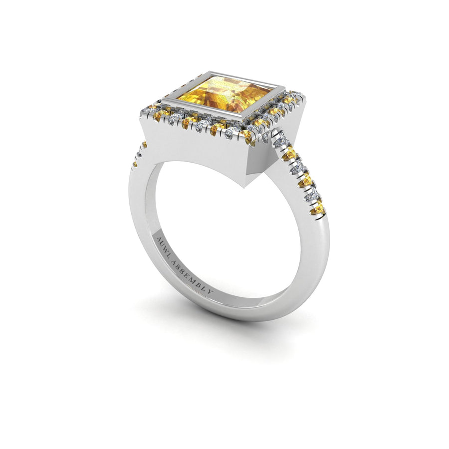 Starry Halo Ring - Yellow Sapphire Princess