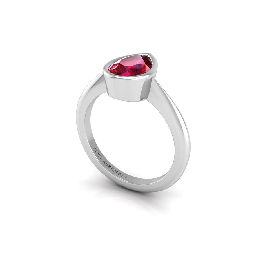 Celestial Solitaire Ring - Ruby Pear